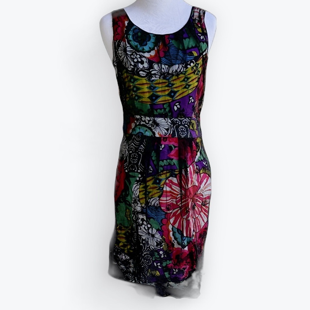 Whimsigoth Y2K Witchy Mesh Lace Overlay Cirque De Soleil Dress by Desigual ~XS 4